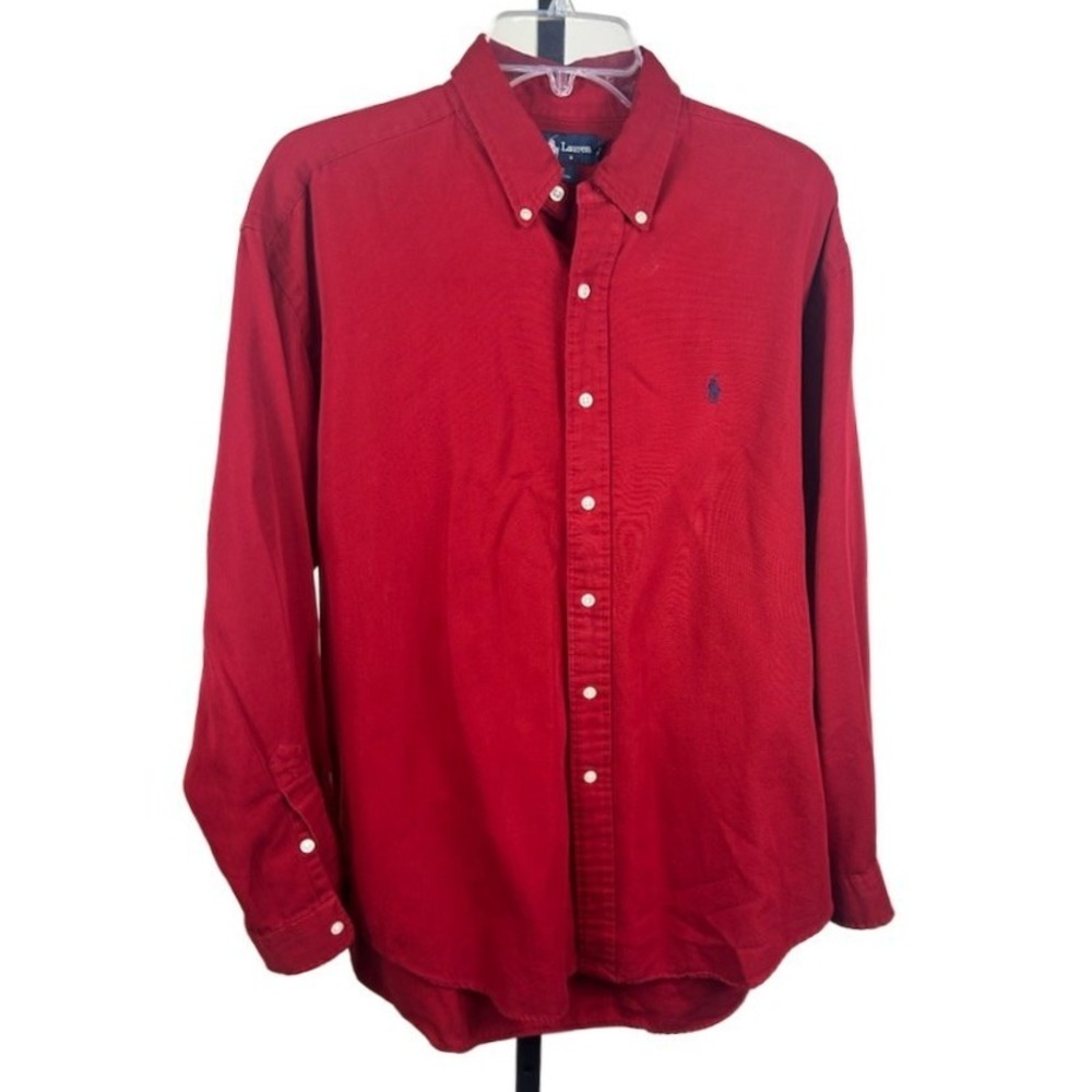 Ralph Lauren Blake Button Down Shirt Men's Size Large Red Cotton Polo Pony